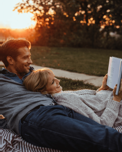 couple outdoors relaxing