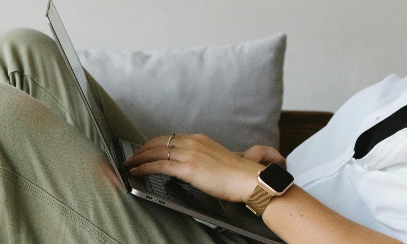 marriage assessment hero - woman using laptop filling out form